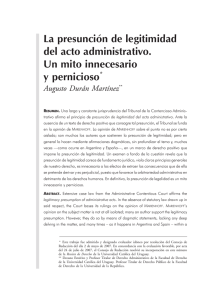 La presunción de legitimidad del acto administrativo. Un mito