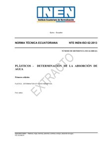 PLÁSTICOS - DETERMINACIÓN DE LA ABSORCIÓN DE AGUA