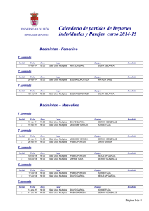 Calendario de partidos de Deportes Individuales y Parejas curso