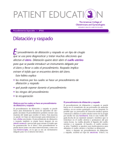 Patient Education Pamphlet, SP062, Dilatación y raspado