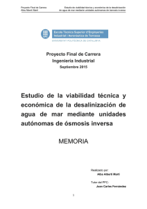 Estudio de la viabilidad técnica y económica de la desalinización de