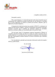 Carta material deportivo - Ayuntamiento de Loriguilla