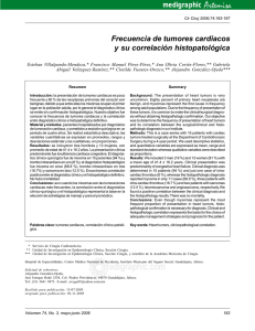 Frecuencia de tumores cardiacos y su correlación