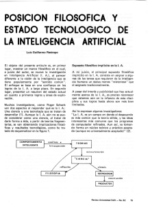 Posición Filosófica y Estado tecnológico de la Inteligencia Artificial