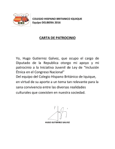 CARTA DE PATROCINIO Yo, Hugo Gutierrez Galvez, que ocupo el