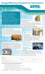 Energy Efficiency Incentives for Homeowners