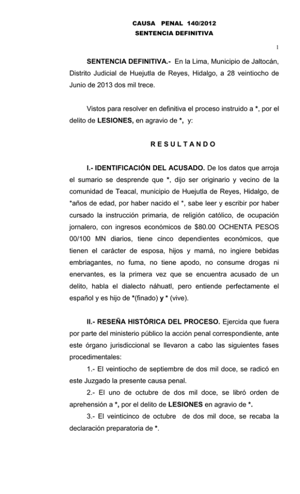 Sentencia Definitiva Poder Judicial Del Estado De Hidalgo