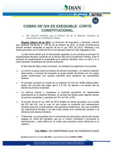 COBRO DE IVA ES EXEQUIBLE: CORTE CONSTITUCIONAL