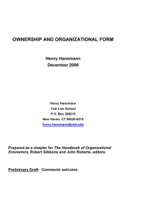 OWNERSHIP AND ORGANIZATIONAL FORM