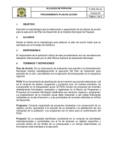 plan de accion - Alcaldía Municipal de Popayán