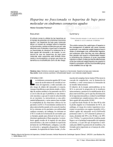 Heparina no fraccionada vs heparina de bajo peso
