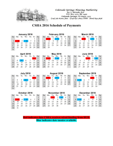 CSHA 2016 Schedule of Payments