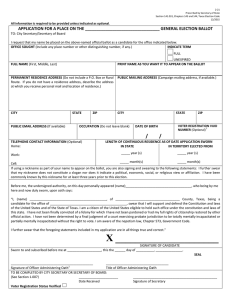 Application For A Place On The General Election Ballot