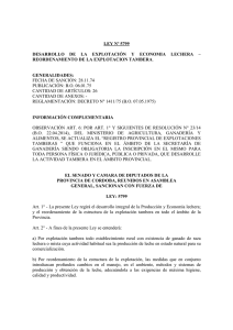 ley 5799 DESARROLLO DE LA EXPLOTACIÓN Y ECONOMIA