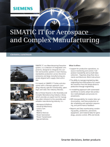 SIMATIC IT for Aerospace and Complex Manufacturing