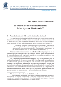 El control de la constitucionalidad de las leyes en Guatemala**