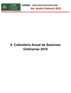 9. Calendario Anual de Sesiones Ordinarias 2016