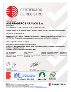 Certificación Aserraderos Arauco S.A.