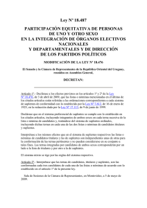 Ley Nº 18.487 PARTICIPACIÓN EQUITATIVA DE PERSONAS DE