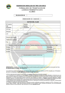 formulario licencia clubes 2016 - Federación Andaluza de Tiro con