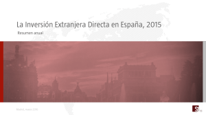 La Inversión Extranjera Directa en España, 2015