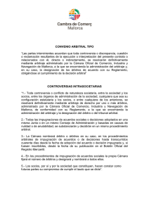Cláusula Sumisión Reglamento Arbitraje Cámara Mallorca
