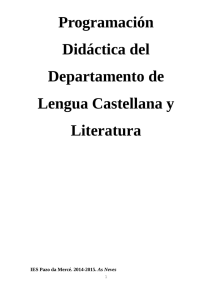 Programación Didáctica del Departamento de Lengua Castellana y