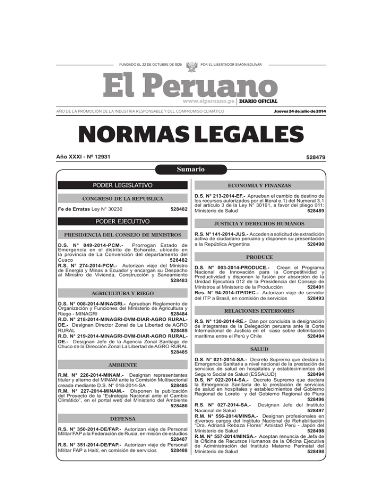 Publicacion Oficial Diario Oficial El Peruano