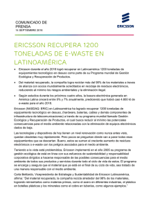 Ericsson recupera 1200 toneladas de e