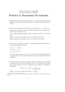 Práctico 4: Ecuaciones No Lineales