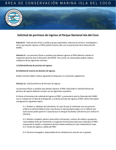 Solicitud de permisos de ingreso al Parque Nacional Isla del Coco
