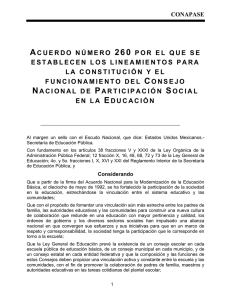 Acuerdo 260 Consejo Nacional de Participación Social.