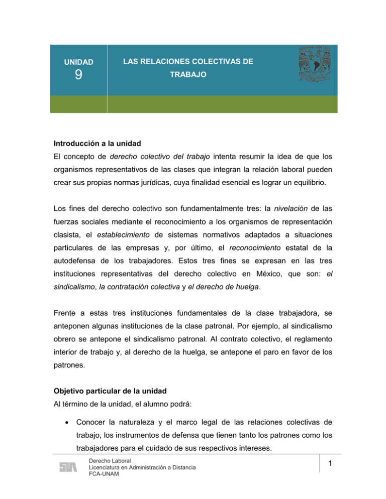 Unidad Las Relaciones Colectivas De Trabajo