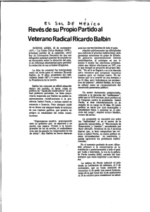 Revés de su Propio Partido al Veterano Radical Ricardo Balbín