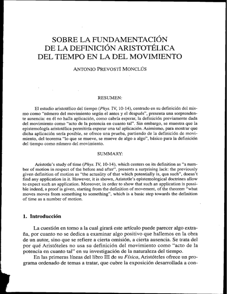 Sobre La Fundamentaci N De La Definici N Aristot Ijca Del