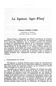 La hipotesis Sapir- Whorf - Universidad Nacional de Colombia