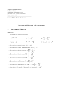 Teorema del Binomio y Progresiones 1. Teorema del Binomio