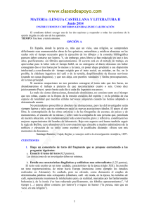 MATERIA: LENGUA CASTELLANA Y LITERATURA II Junio 2014