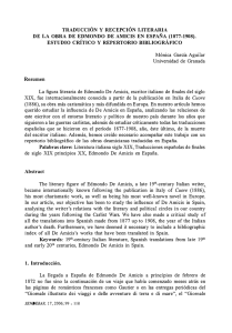 traducción y recepción literaria de la obra de edmondo de amicis en