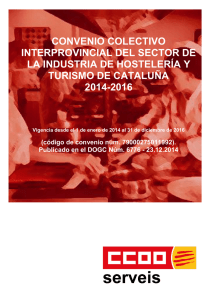 Convenio Hosteleria Cataluña 2014-2016
