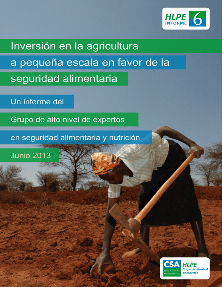 Inversi N En La Agricultura A Peque A Escala En Favor De La