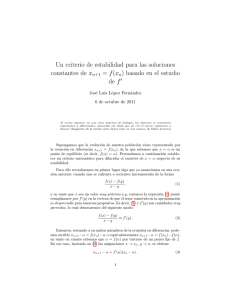 Un criterio de estabilidad para las soluciones constantes de xn+1 = f