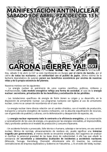 Hoy, sábado 9 de abril, la CGT se está manifestando en Burgos por