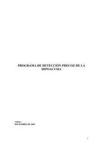 PROGRAMA DE DETECCIÓN PRECOZ DE LA HIPOACUSIA
