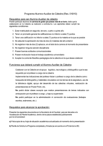 Programa Alumno-Auxiliar de Cátedra (Res. 018/10) Requisitos