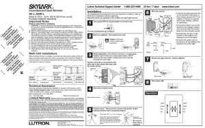 Incandescent Dual Dimmer S2-L, S2W-L Important Notes