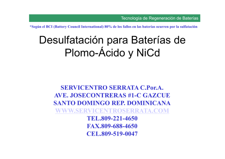 Desulfataci N Para Bater As De Plomo Cido Y Nicd