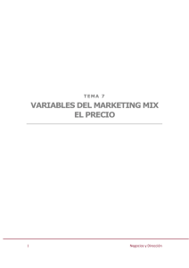VARIABLES DEL MARKETING MIX EL PRECIO