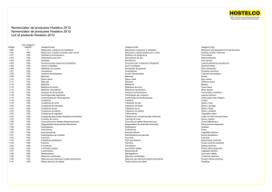 Nomenclator de productos Hostelco 2012 Nomenclator de