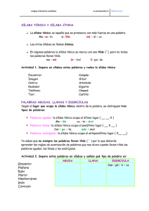 sílaba tónica y sílaba átona - Oceanos de letras